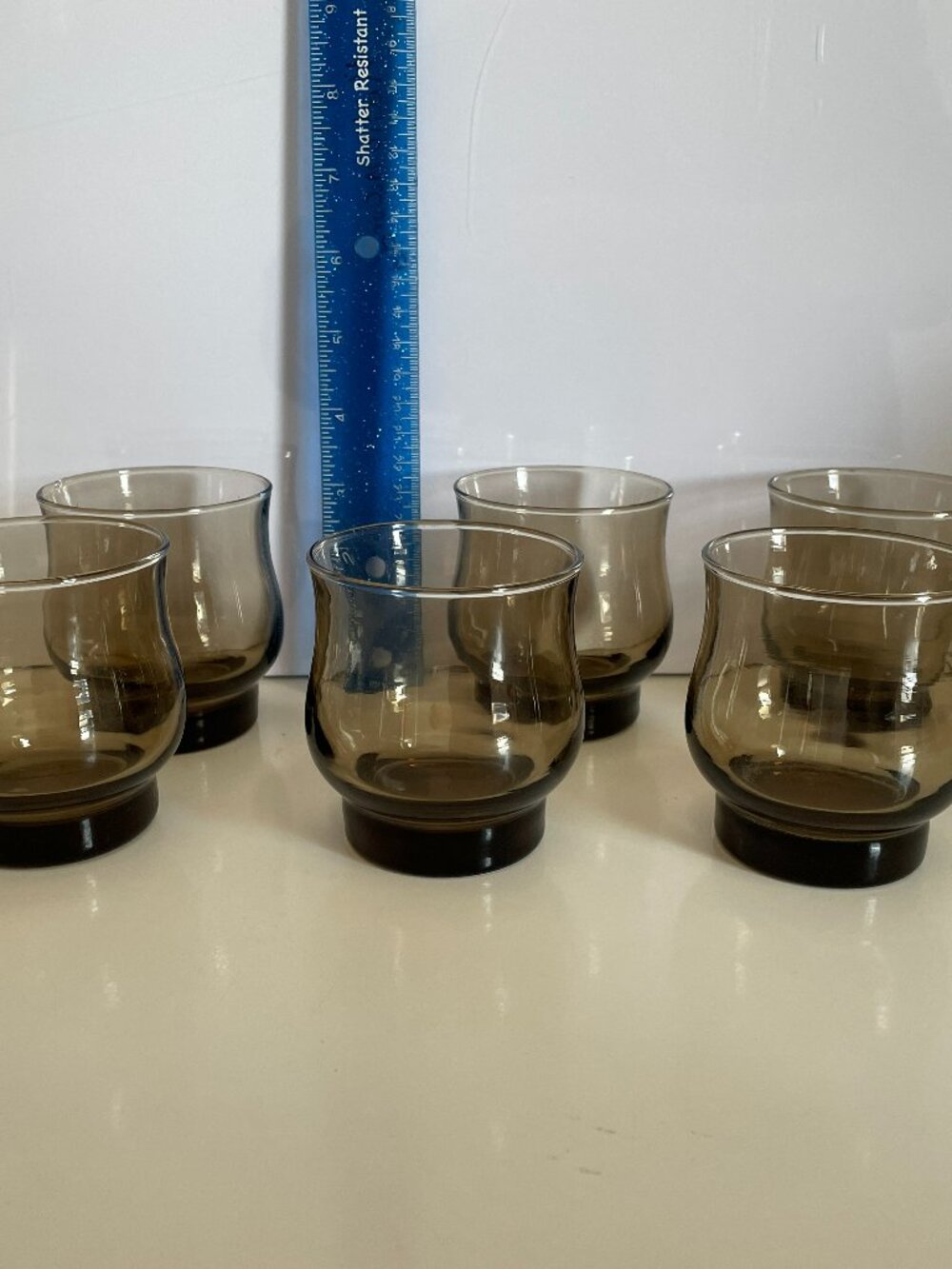 6 Vintage MCM Dominion Retro Smoke Drinking Glasses Tawny Tulip Juice 6oz Bar